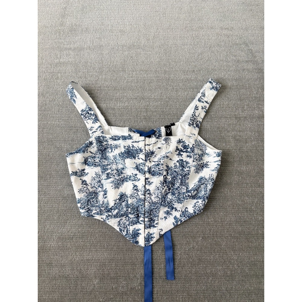 Windsor Tank Top Women M Hook &Eye‎ Romantic Femme Festival Coquette Toile Jouy
